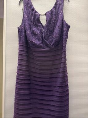 Avenue Purple Lace Bodice Tiered Midi Dress